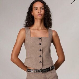 Tag & Bone Plaid Vest color beige size M